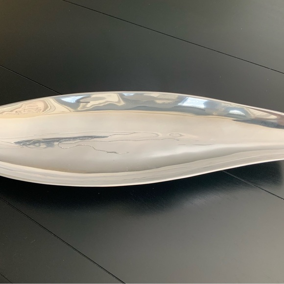Vintage 2013 PIER 1 IMPORTS Silver Metal Long Flat Curved Decorative Tray EUC - Picture 5 of 7